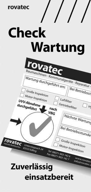 Wartung und Check für Baumaschinen und Geräte bei rovatec