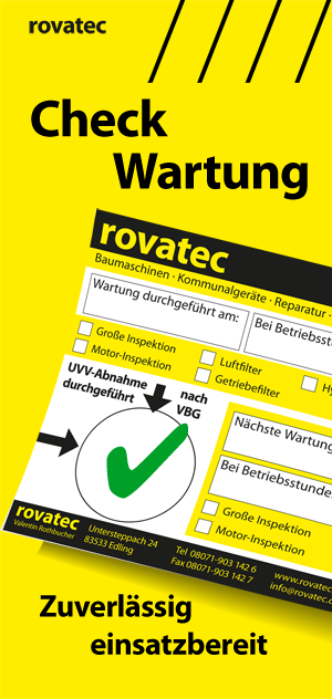 Wartung und Check für Baumaschinen und Geräte bei rovatec